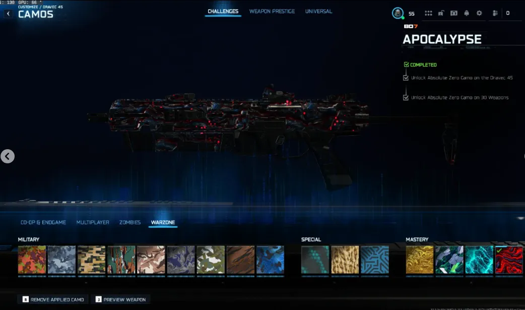 🔥Warzone/bo7💥 APOCALYPSE unlocked Camo on all 30 weapons💥Level 55 🌈 100% legit grind👤 16+ operators👤ApocaIypse🔐Full Access Included💥PC/XBOX/PS linkable